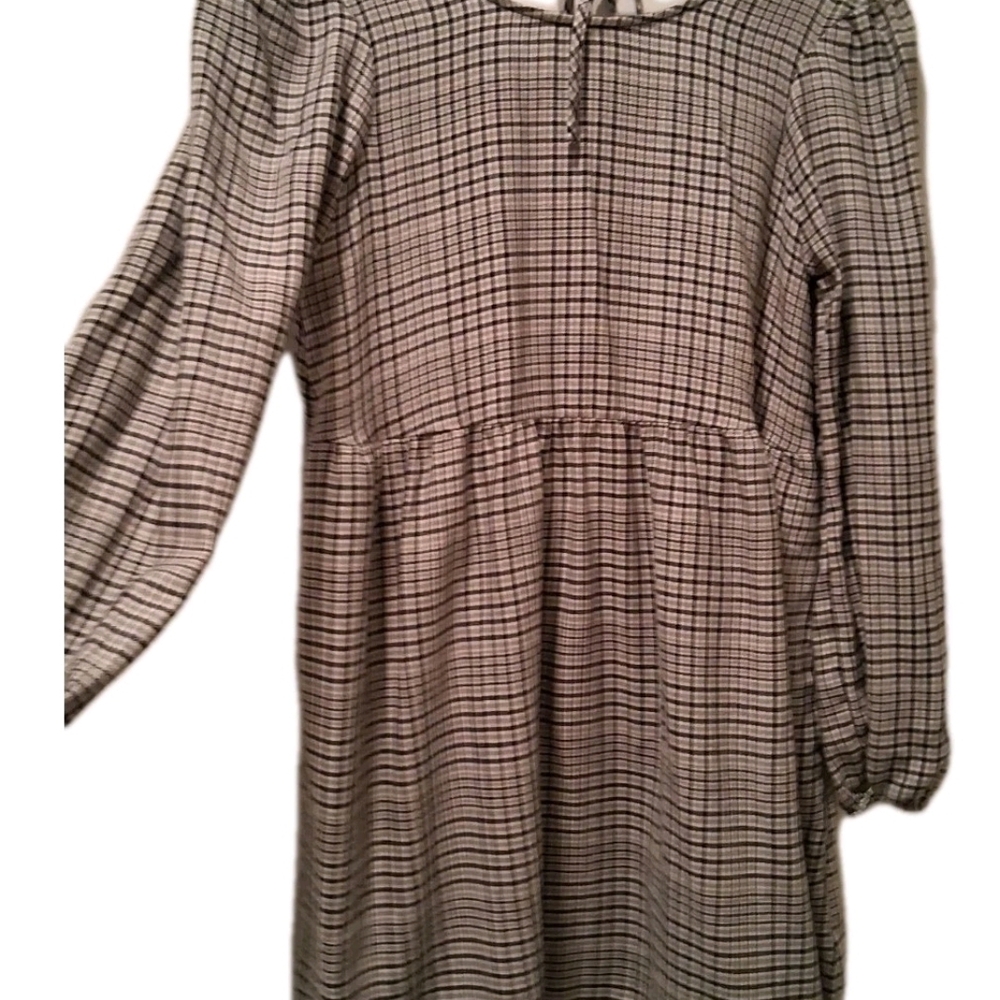 Aerie Chic Checkered Dress with Long Sleeves